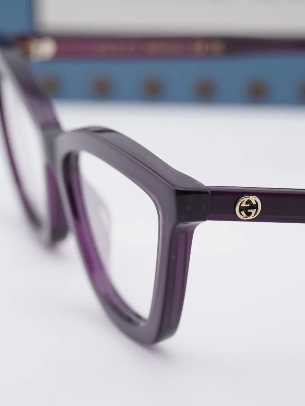 Gucci GG1686O 011 Cat Eye Eyeglasses - Shiny Transparent Dark Purple